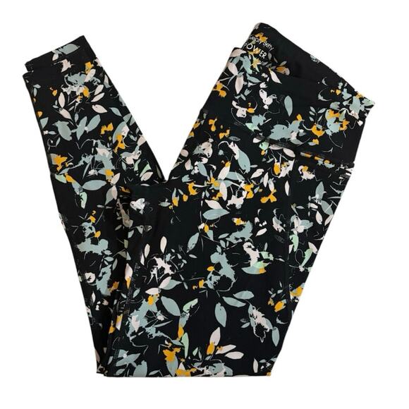 Sweaty Betty Power Leggings Full Length Black Yellow Light Teal Yellow Size 8-10 - Picture 1 of 5
